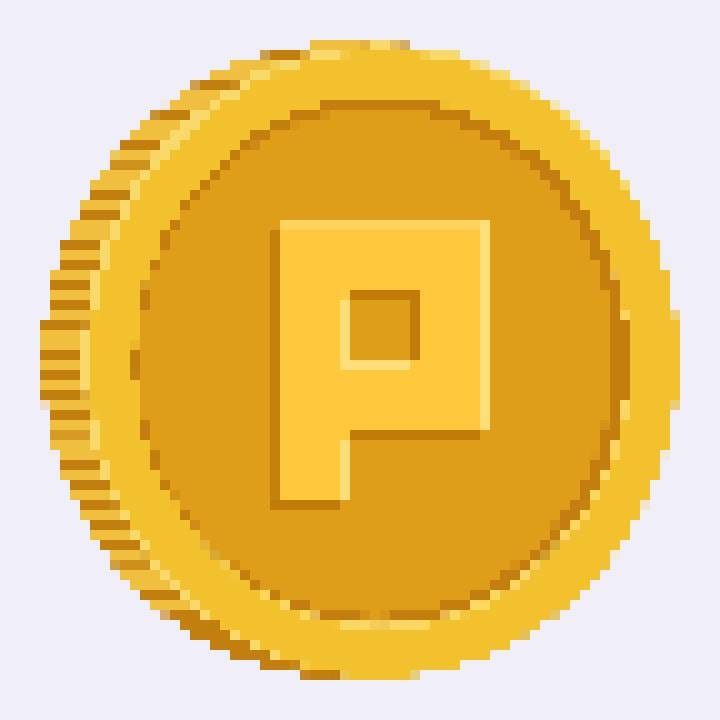 Coin illustration converted to pixel art with a fine 10px pixel size